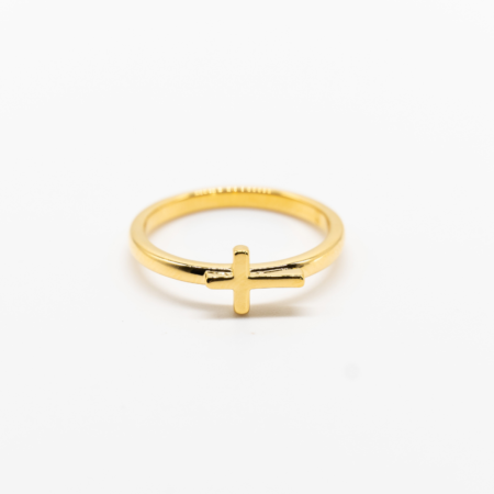 Cross Gold Horizontal Ring
