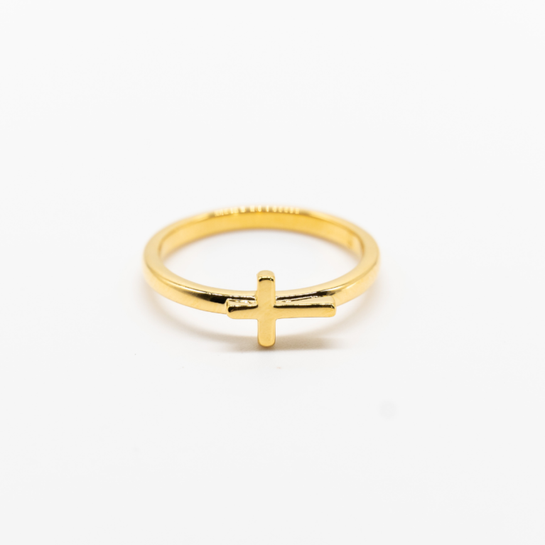 Cross Gold Horizontal Ring