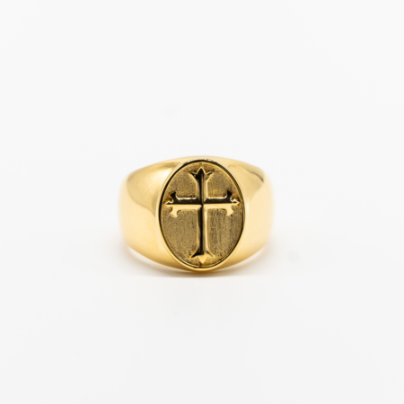 Gold Cross Signet Ring