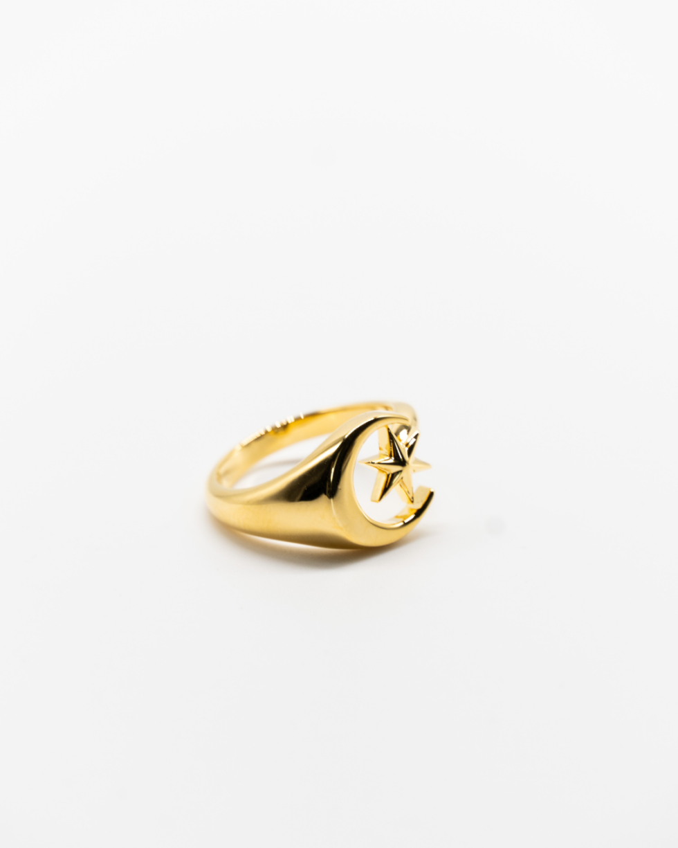 Gold Ring Moon and star