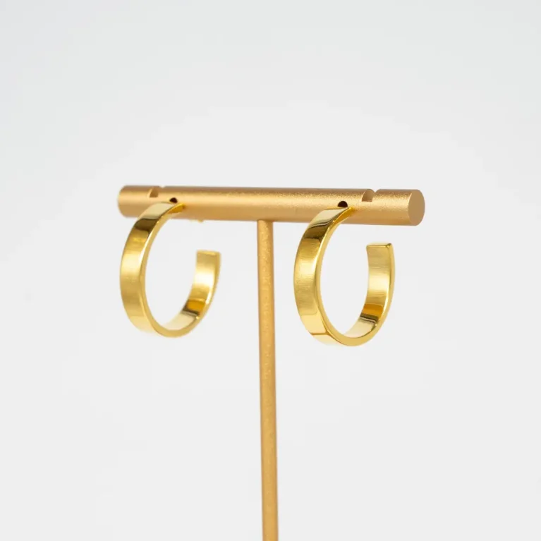 Flat Hooped Gold Earring