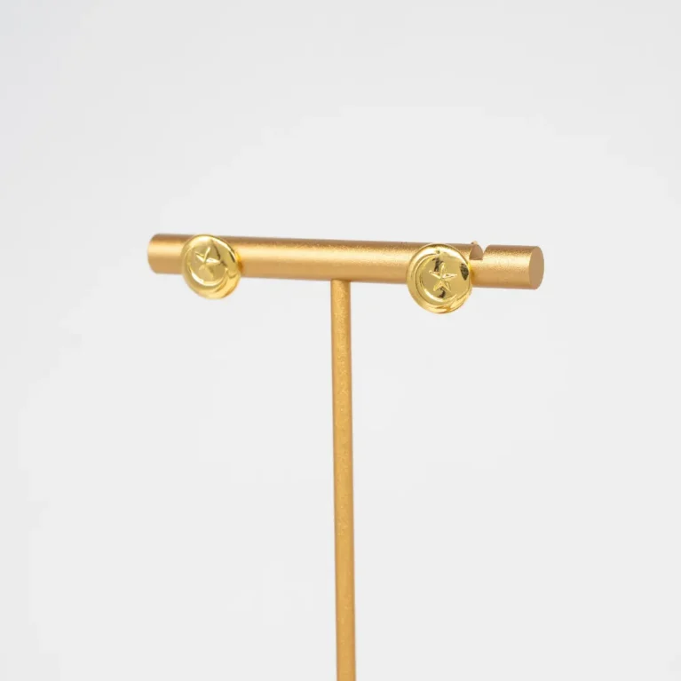 Moon and star stud earring gold